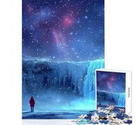 Jigsaw Puzzle 1000 Piece for Teenagers Frozen Waterfall Night Family Game Suitable for Couples Educational Toy Suitable for Desktop Decoration (38X26CM)