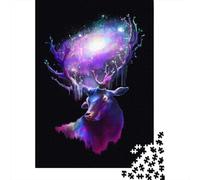 Jigsaw Puzzle 1000 Piece for Teenagers Galaxy Deer Head Wall Art Print Jigsaw for Adults Hands-on Game Wall Decoration Deal As Gifts for The Whole Family 38x26cm/1000pcs