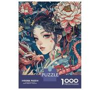 Jigsaw Puzzle 1000 Piece for Teenagers Geisha Dragon Japanese Puzzles for Adults Brain Teaser Game Analysis And Logic Help The Brain Exercise 70x50cm/1000pcs