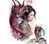 Jigsaw Puzzle 1000 Piece for Teenagers Geisha Dragon Puzzle for Adults Fun Games Enhance Memory Help The Brain Exercise (Size 50x75cm)