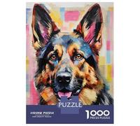 Jigsaw Puzzle 1000 Piece for Teenagers German Shepherd Painting Art Print Jigsaw for Adults Hands-on Game Wall Decoration Deal As Gifts for The Whole Family 70x50cm/1000pcs