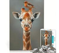 Jigsaw Puzzle 1000 Piece for Teenagers Giraffe And Her Bird Best Friend, Impossible Game, Fun at Home Activities, Unique Birthday And Xmas Gifts 38x26cm
