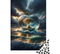 Jigsaw Puzzle 1000 Piece for Teenagers Glass Apple Tree Ocean Waves Jigsaw for Adults Hands-on Game Wall Decoration Deal As Gifts for The Whole Family 52x38cm/1000pcs