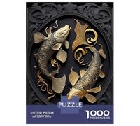 Jigsaw Puzzle 1000 Piece for Teenagers Golden Eternal Flow Fish Jigsaw for Adults DIY Toys Pattern Assembly for Birthday, Chrismas 70x50cm/1000pcs