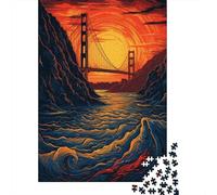 Jigsaw Puzzle 1000 Piece for Teenagers Golden Gate Bridge Sunset-8 Adult Puzzles Fun Games Difficult Challenge Stress Reduction Gifts 52x38cm/1000pcs