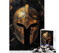 Jigsaw Puzzle 1000 Piece for Teenagers Golden Spartan Helmet Relaxing Games Birthday Present Educational Toy Help The Brain Exercise (38x26cm)