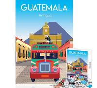 Jigsaw Puzzle 1000 Piece for Teenagers Guatemala Antigua Bus Jigsaws for Adults Puzzle Stress Reliever Help The Brain Exercise Family Fun & Game Night (38x52cm)
