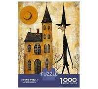 Jigsaw Puzzle 1000 Piece for Teenagers Halloween Witch Art Print Jigsaw for Adults Hands-on Game Wall Decoration Deal As Gifts for The Whole Family 52x38cm/1000pcs
