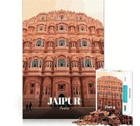 Jigsaw Puzzle 1000 Piece for Teenagers Hawa Mahal, Jaipur, India Illustration Tight Cut Fun Logic Game Play Quiet Play Game Xmas Decor Gift (50x75cm)