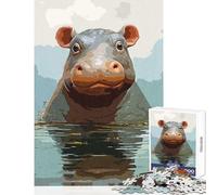 Jigsaw Puzzle 1000 Piece for Teenagers Hippopotamus Cute Educational Game Wall Decoration DIY Toys Help The Brain Exercise (38X52CM)