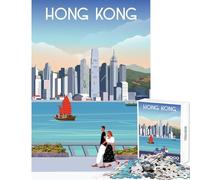 Jigsaw Puzzle 1000 Piece for Teenagers Hong Kong Skyline Jigsaws for Adults Puzzle Stress Reliever Help The Brain Exercise Family Fun & Game Night (50x75cm)