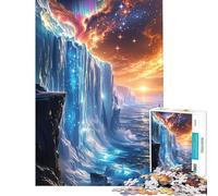 Jigsaw Puzzle 1000 Piece for Teenagers Icefall Realm Aurora Borealis over Ice Cliffs Fun Activities at Home Birthday Present Educational Games for 14+ Puzzle Game Offered (38x52cm)