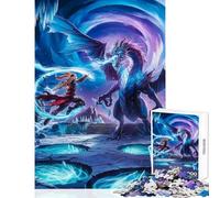 Jigsaw Puzzle 1000 Piece for Teenagers Icy Showdown︰ Dragon And Mage Battle Jigsaw 1000 Piece Hands-on Game Gifts for Women Men Wall Decoration (38x52cm)