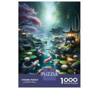 Jigsaw Puzzle 1000 Piece for Teenagers Japanese Garden Lanterns Koi Fish Jigsaw for Adults Hands-on Game Wall Decoration Deal As Gifts for The Whole Family 38x26cm/1000pcs