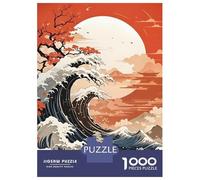 Jigsaw Puzzle 1000 Piece for Teenagers Japanese Wave Art with Mountain Backdrop Jigsaw for Adults Relax Games For Family Fun Deal As Gifts for The Whole Family 38x26cm/1000pcs