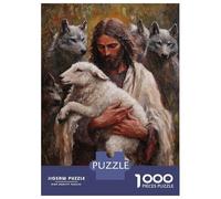 Jigsaw Puzzle 1000 Piece for Teenagers Jesus And The Lamb Puzzles for Adults Fun Games Wall Decoration Stress Reduction Gifts 52x38cm/1000pcs