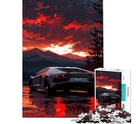 Jigsaw Puzzle 1000 Piece for Teenagers Lamborghini at Sunset Fun Activities at Home Birthday Present Educational Games for 14+ Puzzle Game Offered (38x26cm)