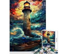 Jigsaw Puzzle 1000 Piece for Teenagers Lighthouse Storm Art Educational Game Wall Decoration DIY Toys Help The Brain Exercise (50X75CM)