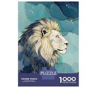 Jigsaw Puzzle 1000 Piece for Teenagers Lion Portrait with Abstract Watercolor Background Puzzles for Adults Fun Games Wall Decoration Stress Reduction Gifts 70x50cm/1000pcs