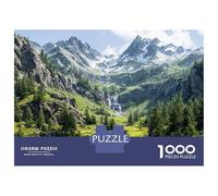 Jigsaw Puzzle 1000 Piece for Teenagers Majestic Mountain Valley Waterfall Landscape Jigsaws for Adults Fun Games Perfect Decoration Help The Brain Exercise 52x38cm/1000pcs