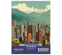 Jigsaw Puzzle 1000 Piece for Teenagers Medellin, Colombia Cityscape Puzzles for Adults Brain Teaser Game Analysis And Logic Help The Brain Exercise 52x38cm/1000pcs