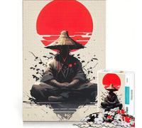 Jigsaw Puzzle 1000 Piece for Teenagers Meditating Samurai with Rising Sun Educational Toy Birthday Present Birthday And Unique Gifts 50x75cm