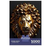 Jigsaw Puzzle 1000 Piece for Teenagers Metallic Golden Lion Head Jigsaw for Adults DIY Toys Pattern Assembly for Birthday, Chrismas 38x26cm/1000pcs