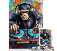 Jigsaw Puzzle 1000 Piece for Teenagers Monkey DJ Beats Puzzle for Adults Family Games Pattern Assembly Deal As Gifts for The Whole Family (Size 38x26cm)