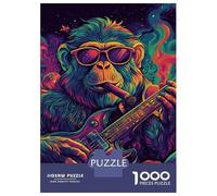 Jigsaw Puzzle 1000 Piece for Teenagers Monkey Rockstar Vibes-1 Puzzles for Adults Brain Teaser Game Analysis And Logic Help The Brain Exercise 70x50cm/1000pcs