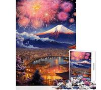 Jigsaw Puzzle 1000 Piece for Teenagers Mount Fuji Fireworks Sakura Impossible Game Suitable for Couples Toy Wall Decor Help The Brain Exercise (38X26CM)