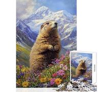 Jigsaw Puzzle 1000 Piece for Teenagers Mountain Marmot's Gaze Jigsaw Puzzle Relaxing Games Difficult Hard Help The Brain Exercise (Size 50x75cm)
