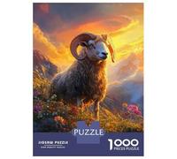 Jigsaw Puzzle 1000 Piece for Teenagers Mountain Ram at Sunset-1 Jigsaw for Adults Fun Games Birthday Present for Birthday, Chrismas 38x26cm/1000pcs