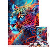 Jigsaw Puzzle 1000 Piece for Teenagers Mystical Neon Jaguar Brain Teaser Game Difficult Challenge Home Decoration Toys Suitable for Desktop Decoration (38x52cm)