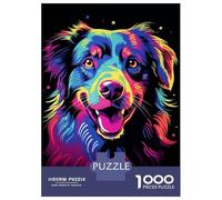 Jigsaw Puzzle 1000 Piece for Teenagers Neon Australian Shepherd Jigsaw for Adults DIY Toys Pattern Assembly for Birthday, Chrismas 70x50cm/1000pcs