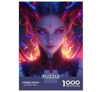Jigsaw Puzzle 1000 Piece for Teenagers Neon Horny Devil Girl Jigsaw for Adults Hands-on Game Difficult Hard Stress Reduction Gifts 52x38cm/1000pcs