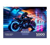 Jigsaw Puzzle 1000 Piece for Teenagers Neon Motorcycle Lights Jigsaw for Adults Fun Games Birthday Present for Birthday, Chrismas 70x50cm/1000pcs
