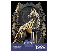 Jigsaw Puzzle 1000 Piece for Teenagers Noble Regalia Golden Wolf Jigsaw for Adults DIY Toys Pattern Assembly for Birthday, Chrismas 38x26cm/1000pcs