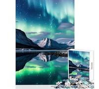 Jigsaw Puzzle 1000 Piece for Teenagers Northern Lights Mountains Toy Wall Decor Art Work Gift Practical Game Help The Brain Exercise Size 38x26cm