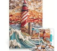 Jigsaw Puzzle 1000 Piece for Teenagers Ocean Waves by Lighthouse Toy Wall Decor Birthday Present Improving Love between Couples 38x52cm