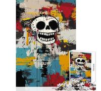 Jigsaw Puzzle 1000 Piece for Teenagers Original Happy Skull Graffiti Art Impossible Game Suitable for Couples Toy Wall Decor Help The Brain Exercise (38X26CM)