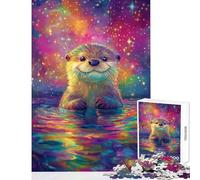 Jigsaw Puzzle 1000 Piece for Teenagers Otter in Starry Waters Educational Games Stress Reliever DIY Toys Help The Brain Exercise (38x52cm)
