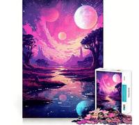 Jigsaw Puzzle 1000 Piece for Teenagers Outer Space Planet Pixel Tight Cut Fun Logic Game Play Quiet Play Game Xmas Decor Gift (50x75cm)