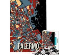 Jigsaw Puzzle 1000 Piece for Teenagers Palermo Italy Sicily City Map Hands-on Game Learning Educational Toys Birthday Gifts Difficult Hard (size 38x52cm)