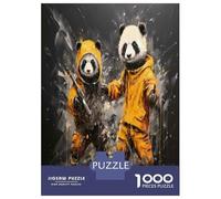Jigsaw Puzzle 1000 Piece for Teenagers Panda Art Print - Yellow Raincoats Jigsaw for Adults Hands-on Game Wall Decoration Deal As Gifts for The Whole Family 70x50cm/1000pcs