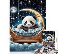 Jigsaw Puzzle 1000 Piece for Teenagers Panda Sleeping on Crescent Moon Jigsaw 1000 Pieces Practical Game Gifts For Birthdays Perfect Decoration (50x75cm)