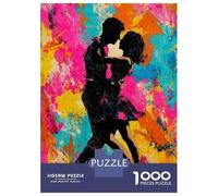 Jigsaw Puzzle 1000 Piece for Teenagers Passionate Silhouetted Abstract Dance Painting Puzzles for Adults Fun Games Wall Decoration Stress Reduction Gifts 70x50cm/1000pcs