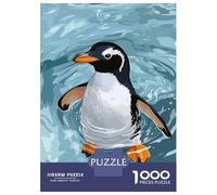 Jigsaw Puzzle 1000 Piece for Teenagers Penguin Swimming in Blue Water Illustration Teenager Puzzles Hands-on Game Improve Memory Unique Birthday And Gifts 38x26cm/1000pcs