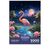 Jigsaw Puzzle 1000 Piece for Teenagers Pink Flamingo Night Jigsaw for Adults Hands-on Game Difficult Hard Stress Reduction Gifts 38x26cm/1000pcs
