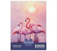 Jigsaw Puzzle 1000 Piece for Teenagers Pink Flamingos at Sunset-2 Puzzles for Adults Fun Games Wall Decoration Stress Reduction Gifts 70x50cm/1000pcs