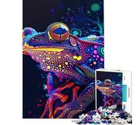 Jigsaw Puzzle 1000 Piece for Teenagers Psychedelic Neon Frog for Birthday, Chrismas For Family Fun Family Game for 14+ Puzzle Game Offered (38x26cm)